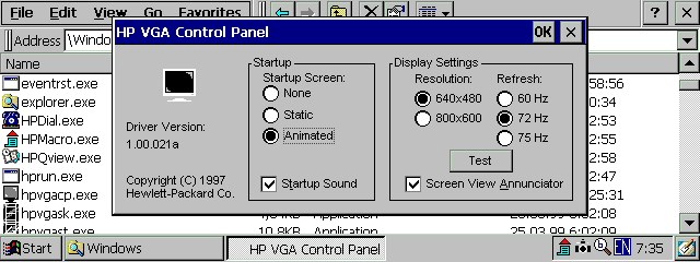 VGA Control Panel