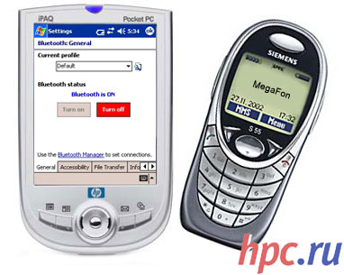iPAQ 11945 и мобильный телефон Siemens: выход в интернет