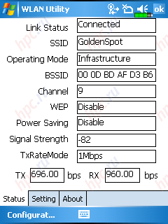 E-Ten M600: работа с Wi-Fi