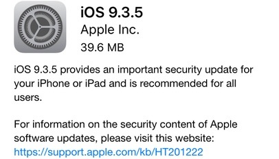 Apple  iOS 9.3.5