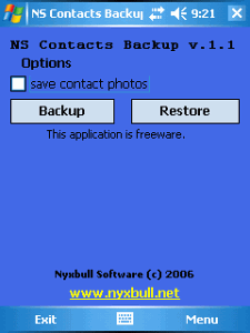 NS Contacts Backup 1.1:      