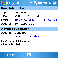 -   MagiCall:    SMS