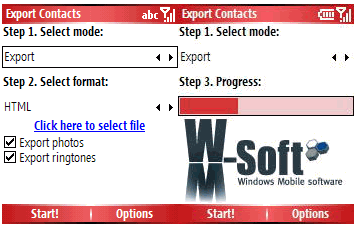 Export Contacts:    Windows Mobile