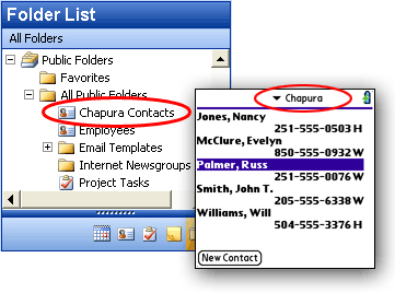 PocketMirror:  Microsoft Outlook  Palm-